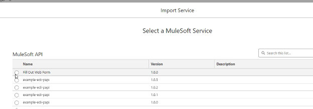 Select a MuleSoft Service