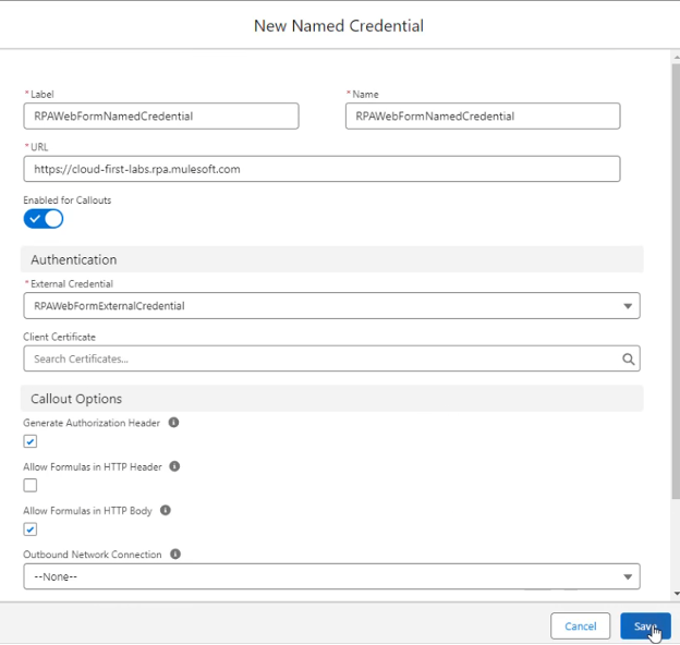 Create a New Named Credential in Salesforce