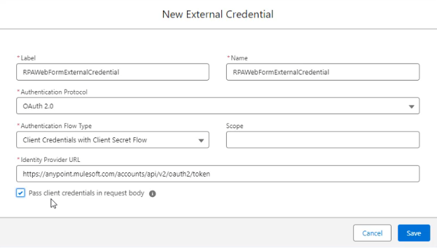 Create New External Credential in Salesforce