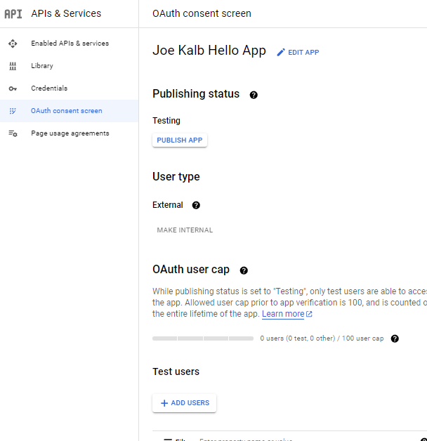 Gmail OAuth Consent Screen - Add Users