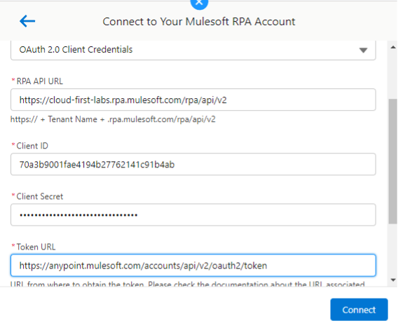 Connect to RPA Account