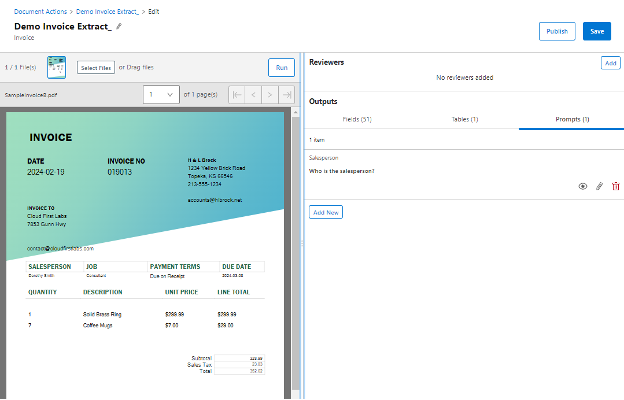 Sample Invoice to process and configure