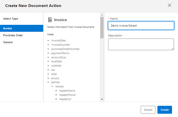 Create New Document Action in MuleSoft