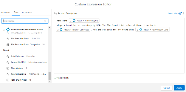 Custom Expression Editor