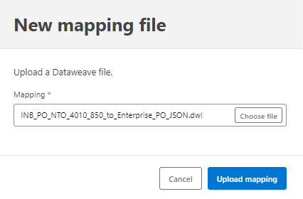Choose Dataweave mapping file screen